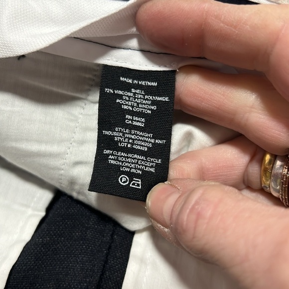 Theory Straight Trouser in Navy Windowpane Print Stretch Trouser Size 00/24 - Picture 8 of 10